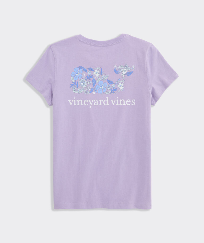Girls' Hibiscus Block Print Whale Short-Sleeve Pocket Tee
