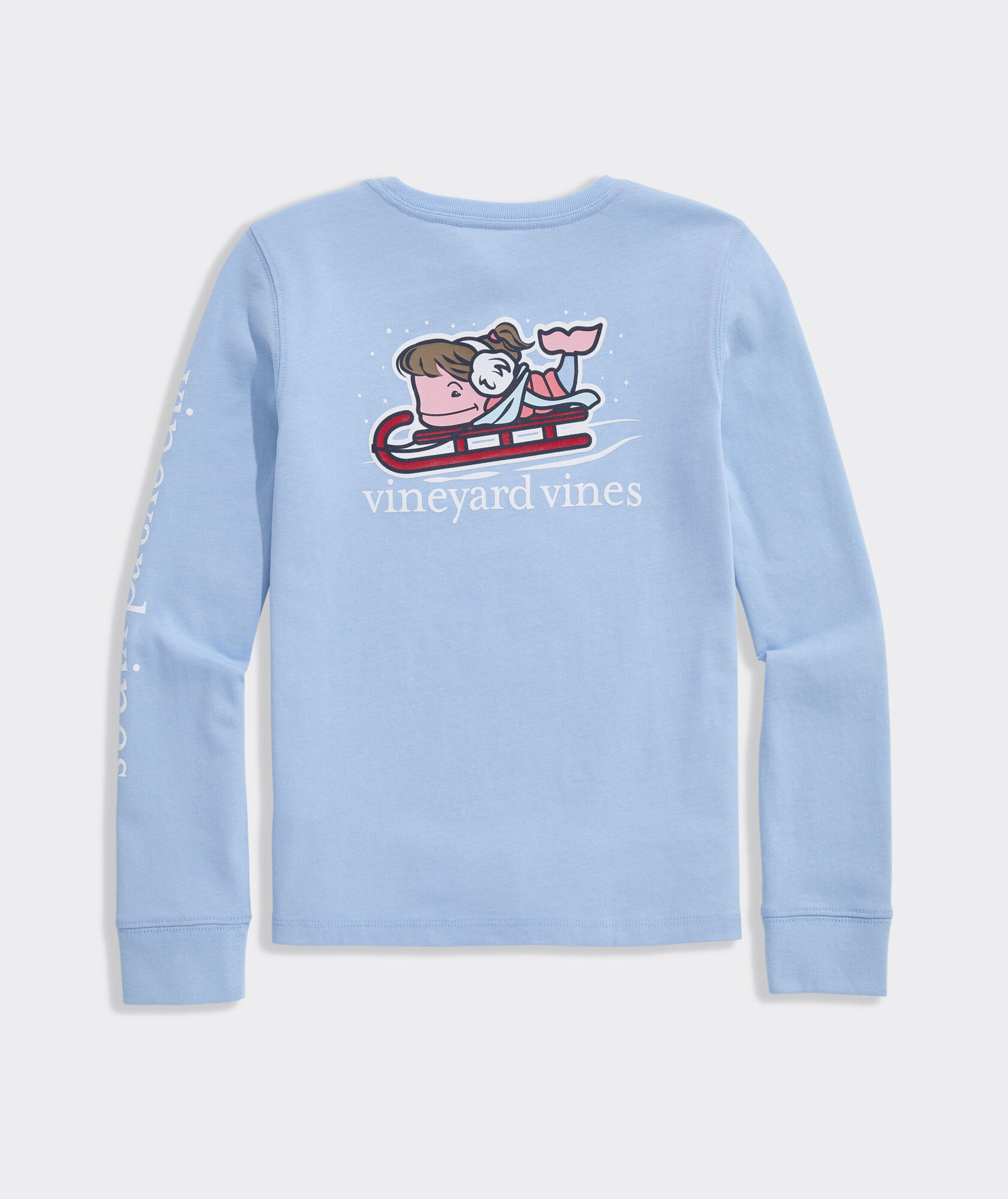 Girls' Sledding Glitter Whale Long-Sleeve Pocket Tee