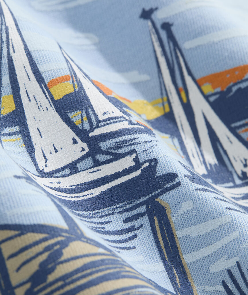 Boys' Autumn Sailing Scene Short-Sleeve Pocket Tee