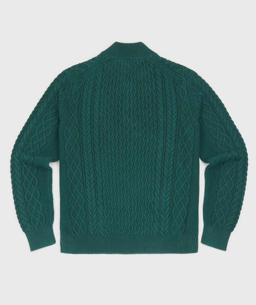 OUTLET Cable-Knit Button Mockneck Sweater