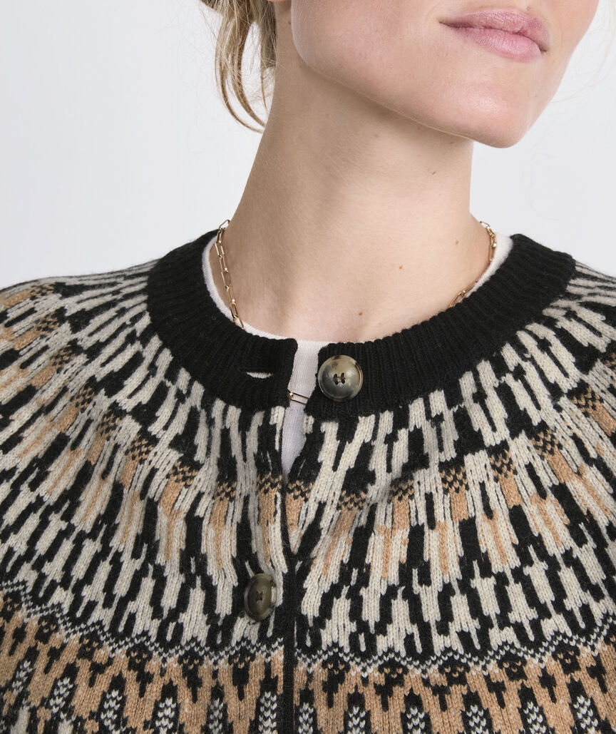 Wool Blend Fair Isle Cardigan