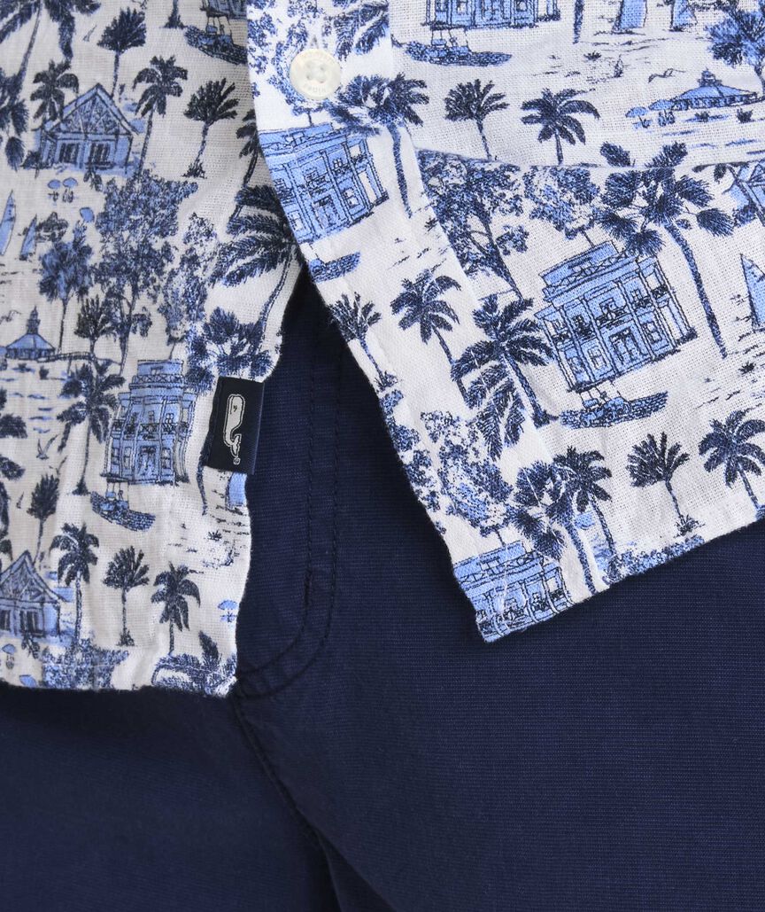 Gasparilla Scene Linen Blend Short-Sleeve Shirt
