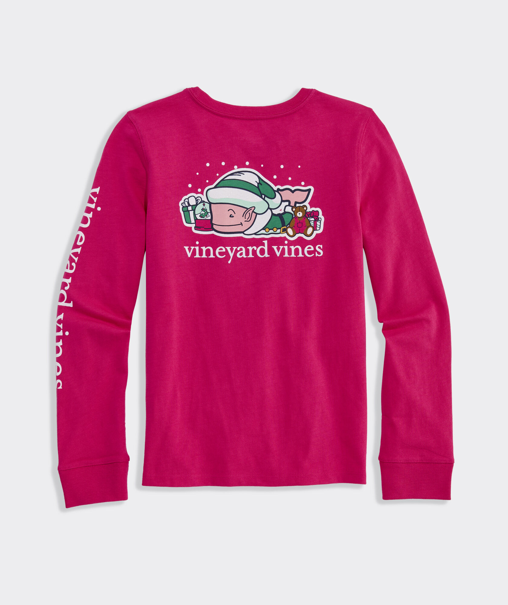 Girls' Elf Glitter Whale Long-Sleeve Pocket Tee