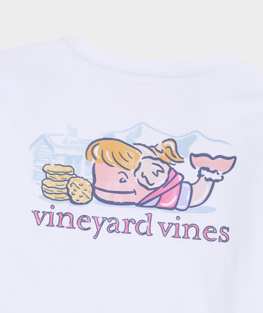Girls' Watercolor Waffle Hut Whale Long-Sleeve Pocket Tee