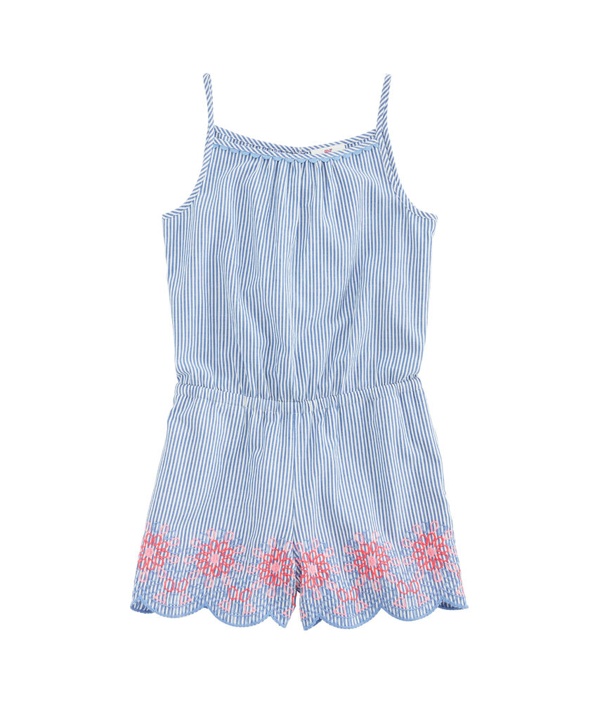 Girls' Striped Embroidered Romper