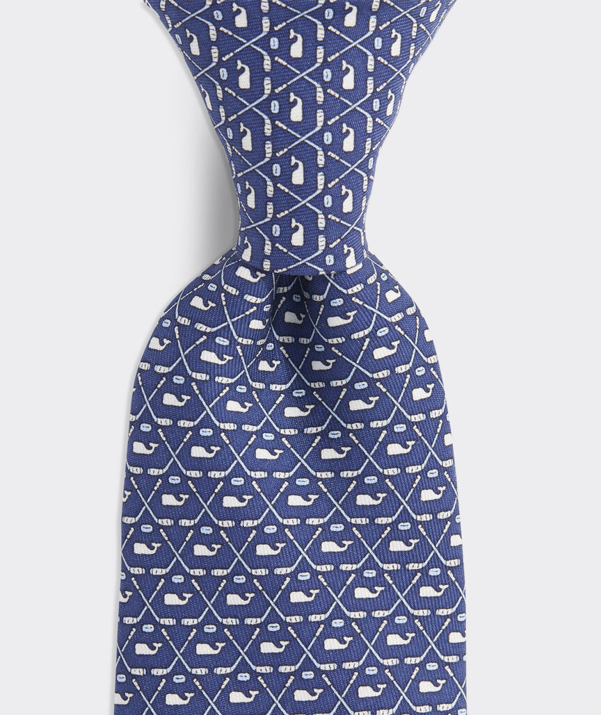 Boys' Crossed Hockey Sticks & Whale Printed Tie