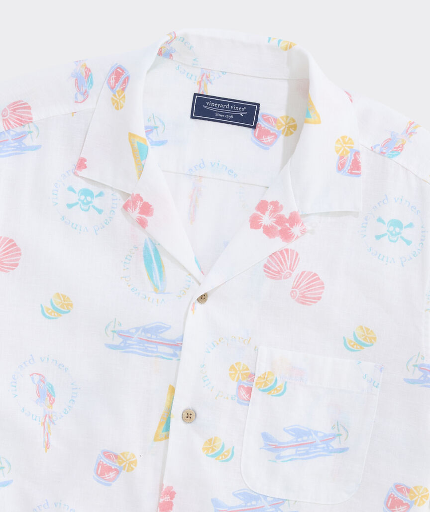 Sea The Keys Seabreeze Linen Rayon Short-Sleeve Cabana Shirt