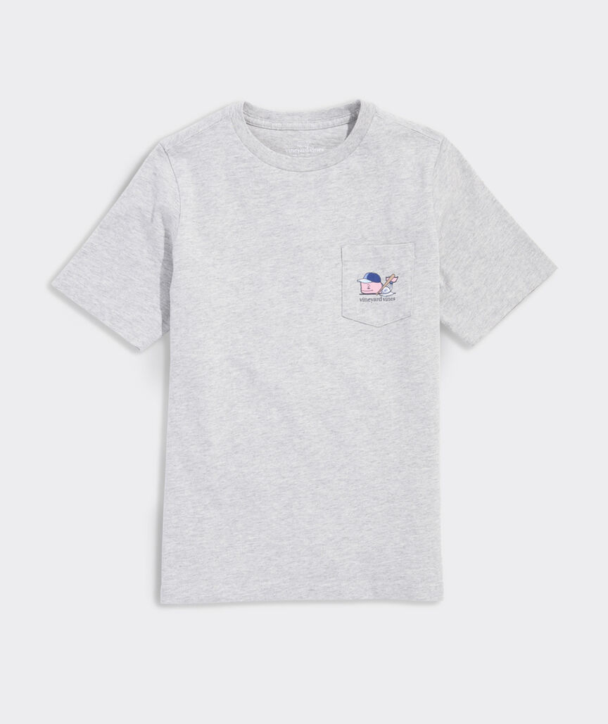 Boys' Baseball Player Whale Short-Sleeve Pocket Tee