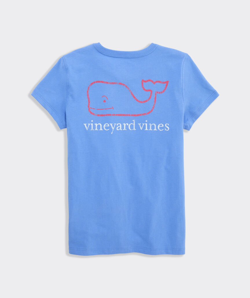 Girls' Two-Toned Vintage Whale Short-Sleeve Pocket Tee