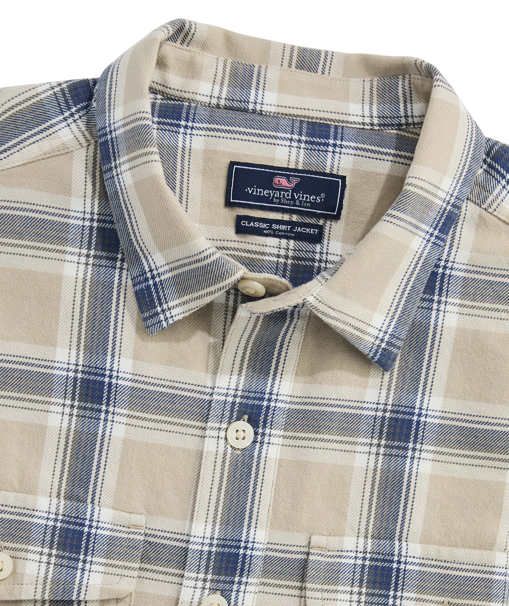 OUTLET Twill Plaid Shirt Jacket