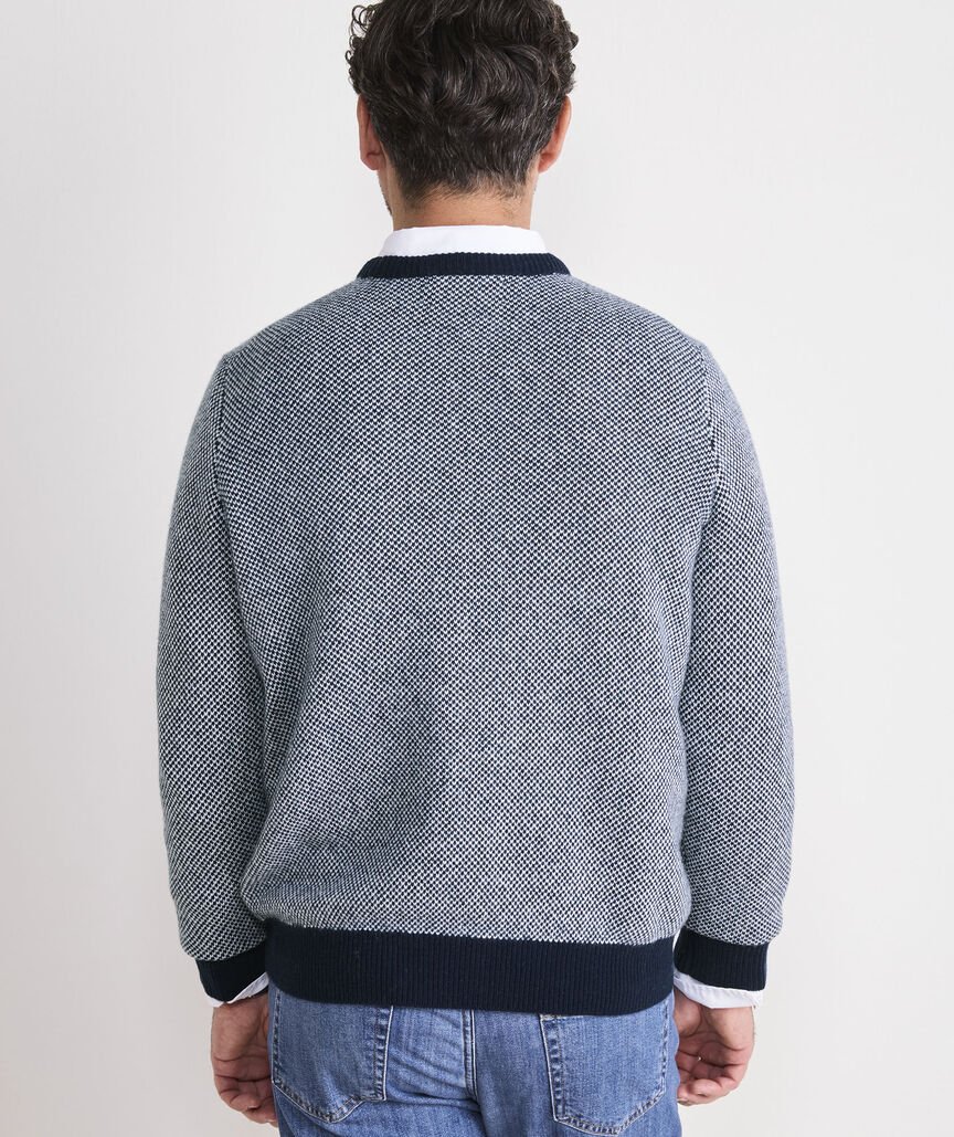 Wool-Cotton Blend Birdseye Crewneck Sweater