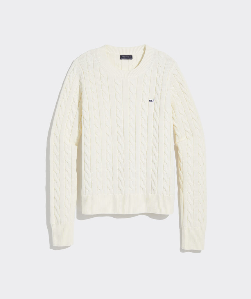 Cotton Cable Crewneck Sweater