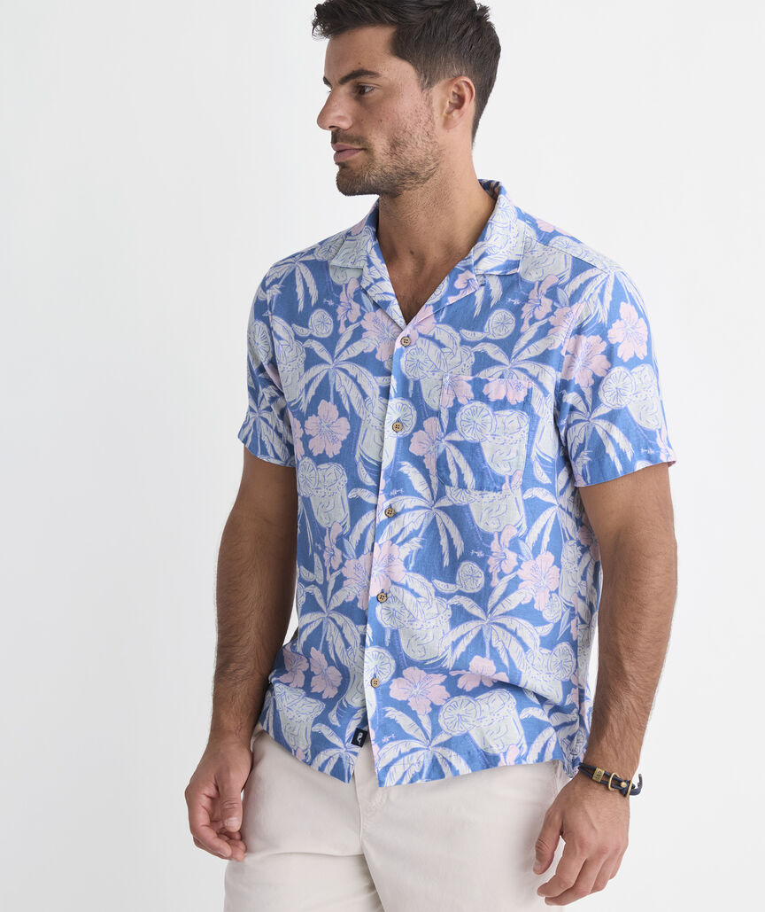 Palm-arita Seabreeze Linen Blend Short-Sleeve Cabana Shirt