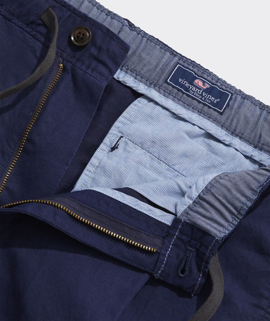 Linen-Cotton Pleated Pull-On Pants