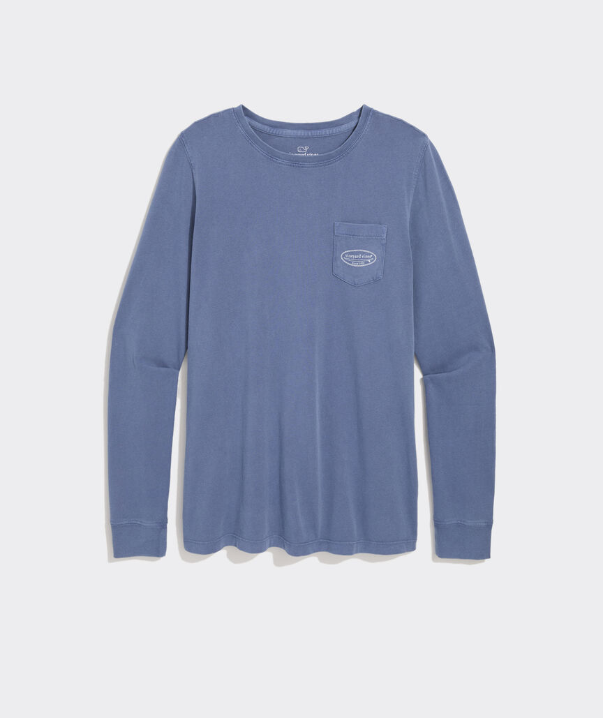 Women's Garment-Dyed Surf Logo Long-Sleeve Pocket Tee