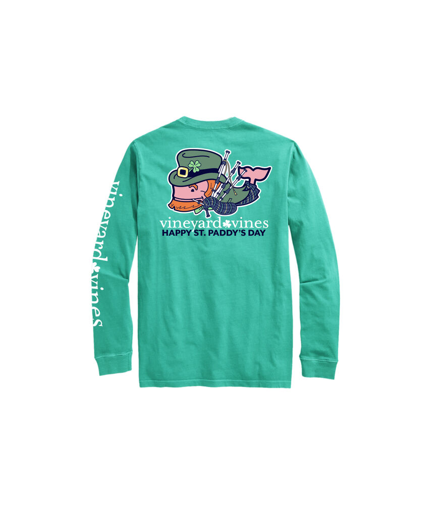 OUTLET St. Paddy's Bagpiper Whale Long-Sleeve Pocket Tee