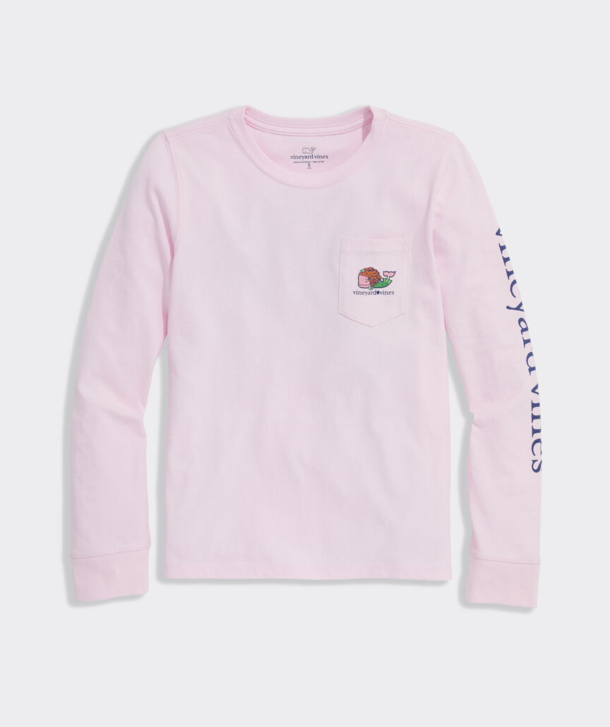 Girls' Metallic Irish Dancing Whale Long-Sleeve Pocket Tee