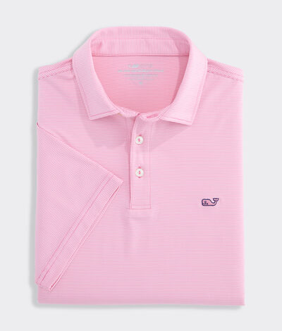 Vineyard Vines Performance Anegada Stripe Sankaty Polo (Bahama Breeze Stripe) (Size: M)