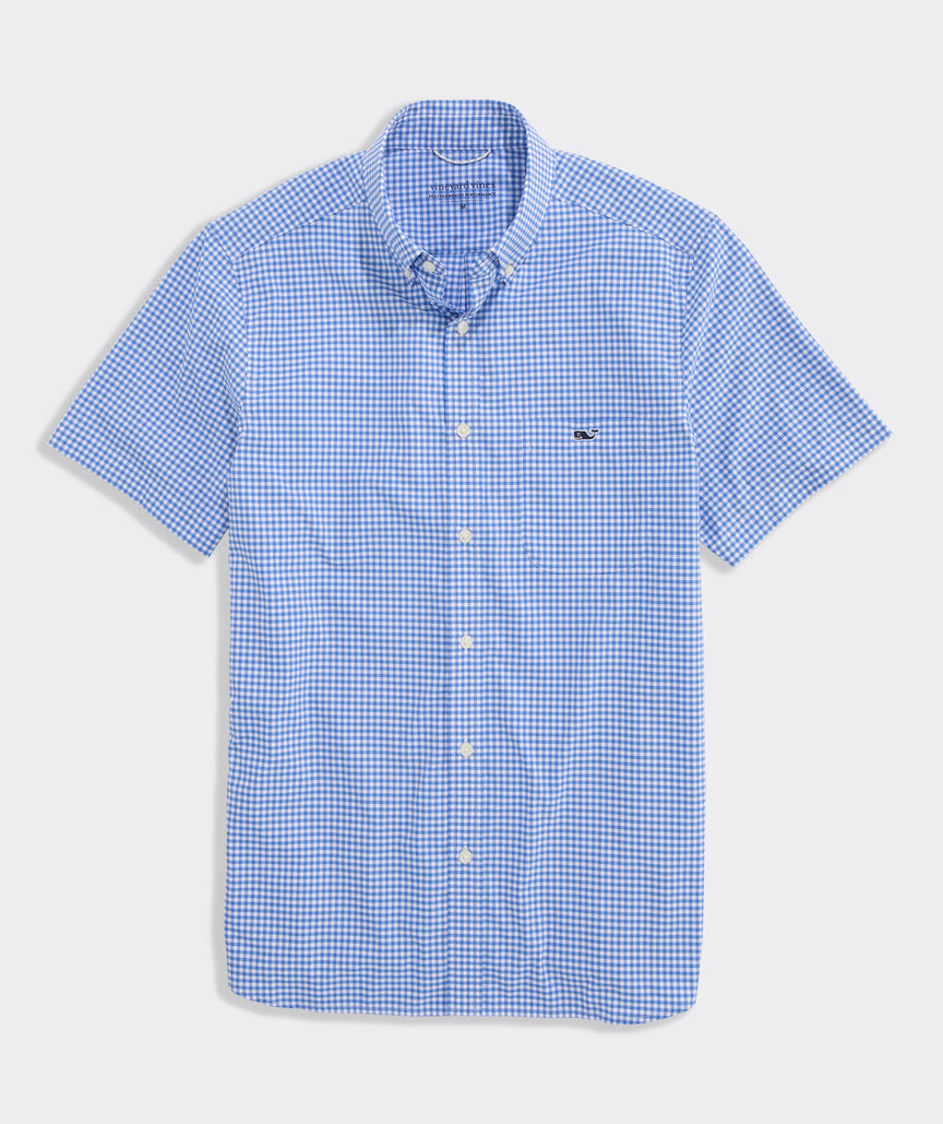 Performance Coral Reef Gingham Short-Sleeve Featherweight Shirt