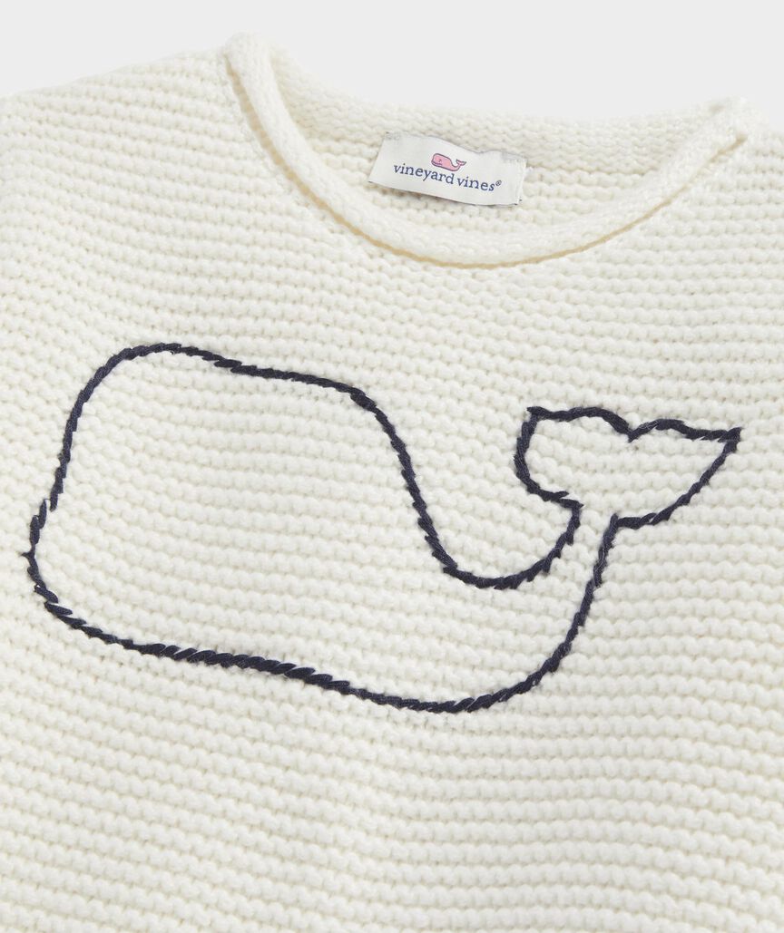 Girls' Embroidered Whale Rollneck Sweater