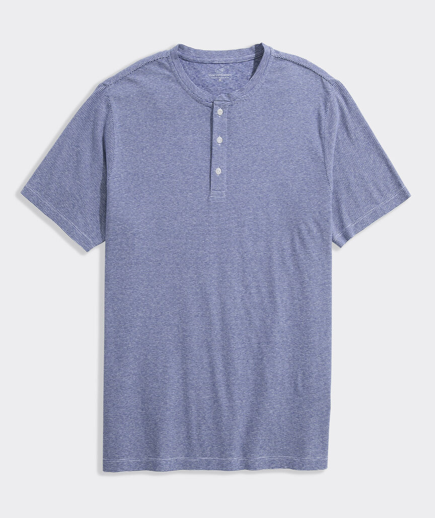 Cotton Linen Short-Sleeve Henley
