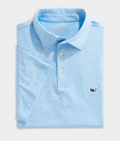 Vineyard Vines Performance St. Jean Stripe Sankaty Polo (Ocean Breeze Tejeda) (Size: M)