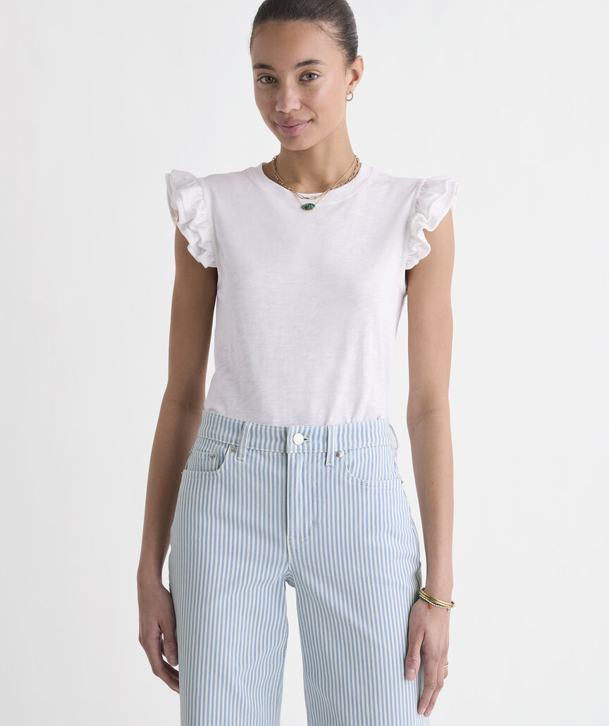 Flutter-Sleeve Slub Jersey Top