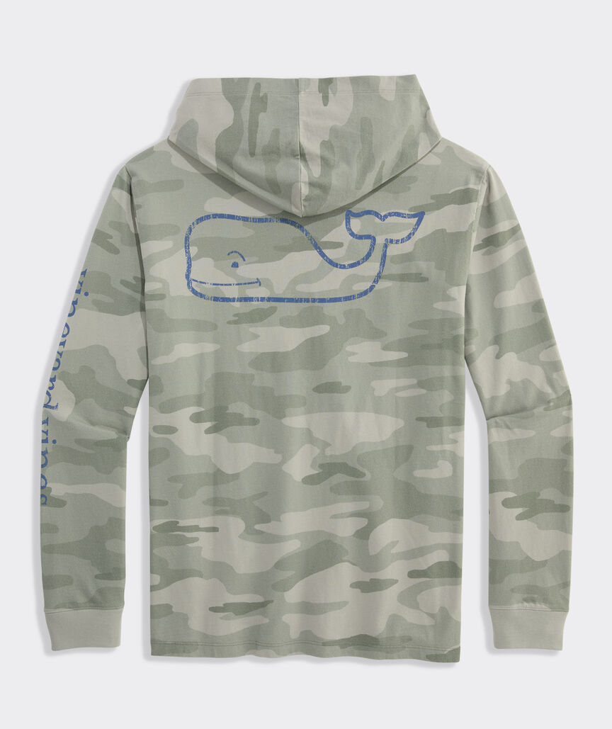Vintage Whale Beach Camo Long-Sleeve Hoodie Tee