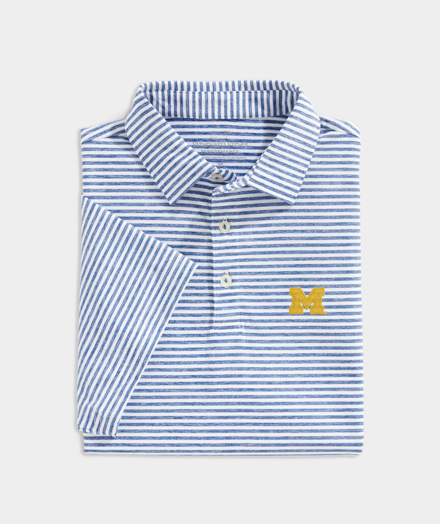 University of Michigan Performance Winstead Stripe Sankaty Polo