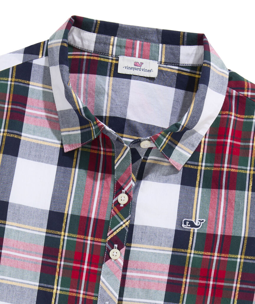 OUTLET Girls' Poplin Plaid Shirtdress