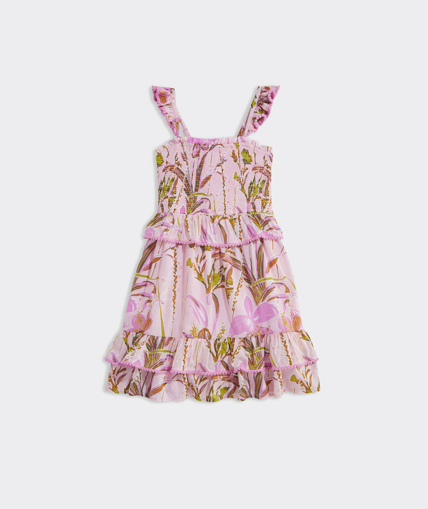 Girls Smocked Red Velvet Dress