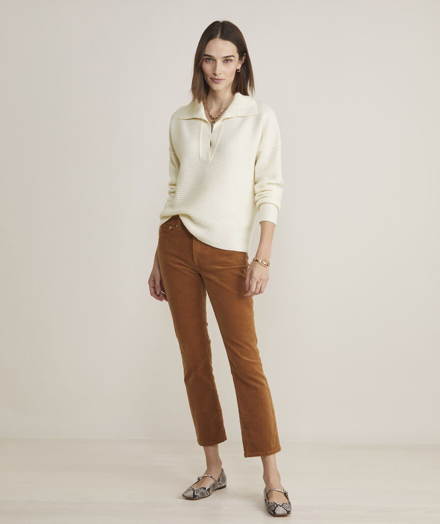 Ribbed Cashmere Polo Sweater