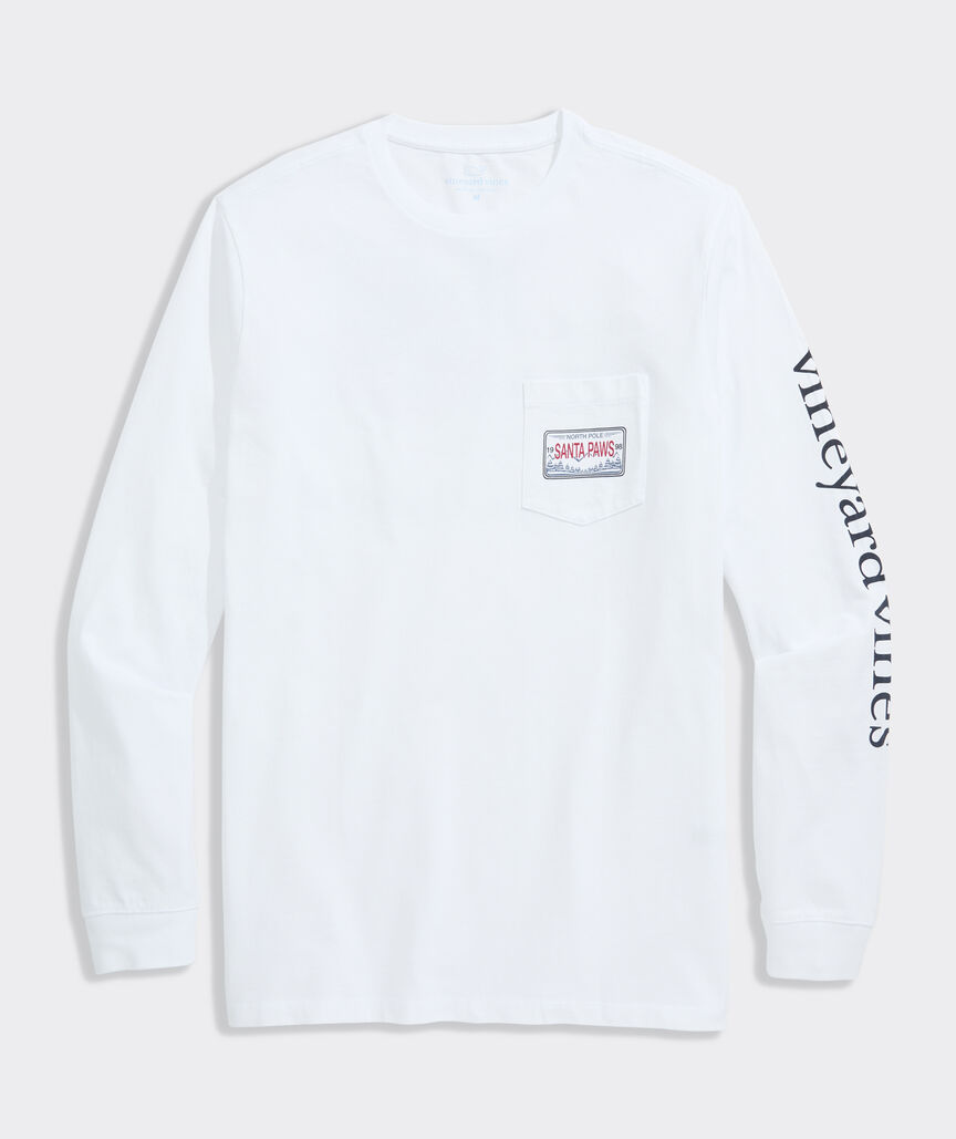 Santa Dog Sleigh Long-Sleeve Pocket Tee