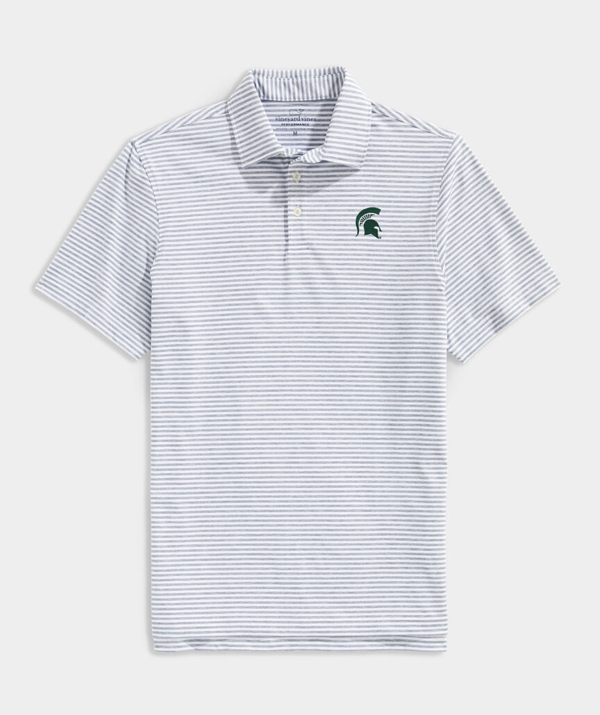 Michigan State University Winstead Stripe Sankaty Performance Polo