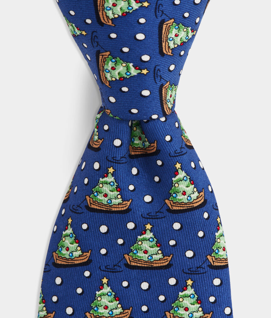 Boys' Tree & Boat Printed Tie