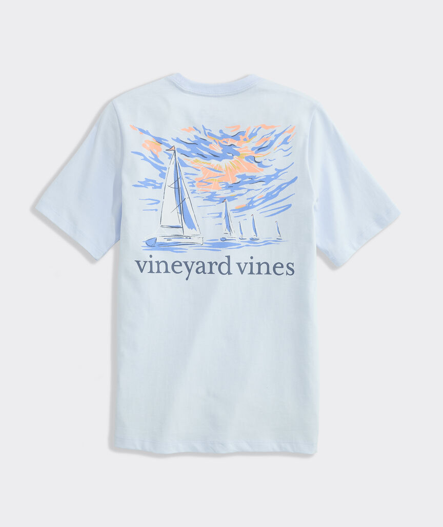Boys' Sunset Regatta Scene Short-Sleeve Pocket Tee