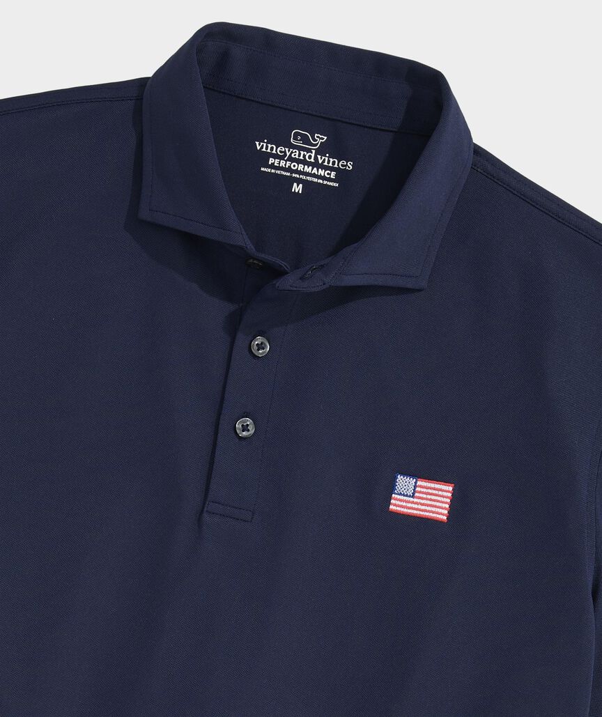 American Flag Performance Lightweight Pique Polo