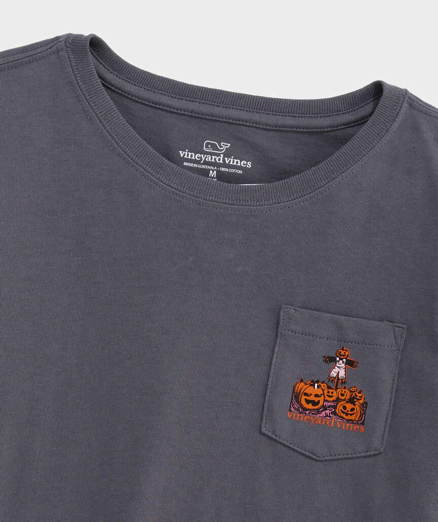 Girls' Glitter Pumpkin Long-Sleeve Pocket Tee