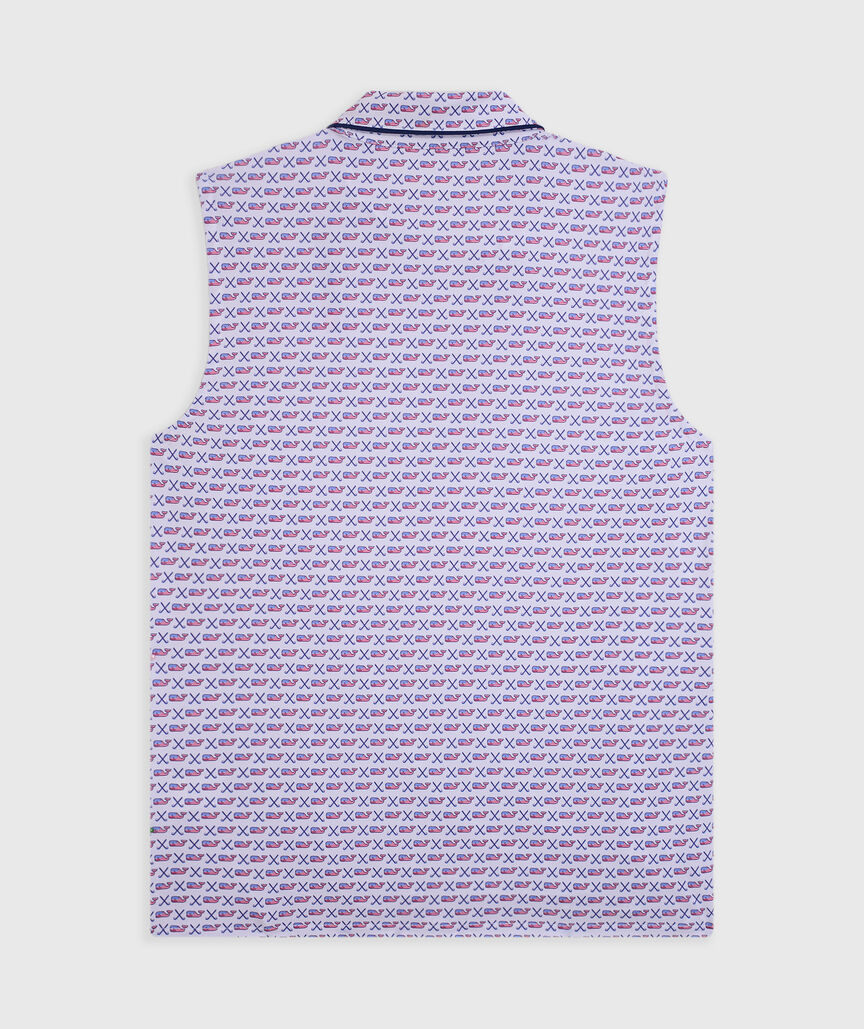 OUTLET Piped Printed Sleeveless Performance Popover Polo