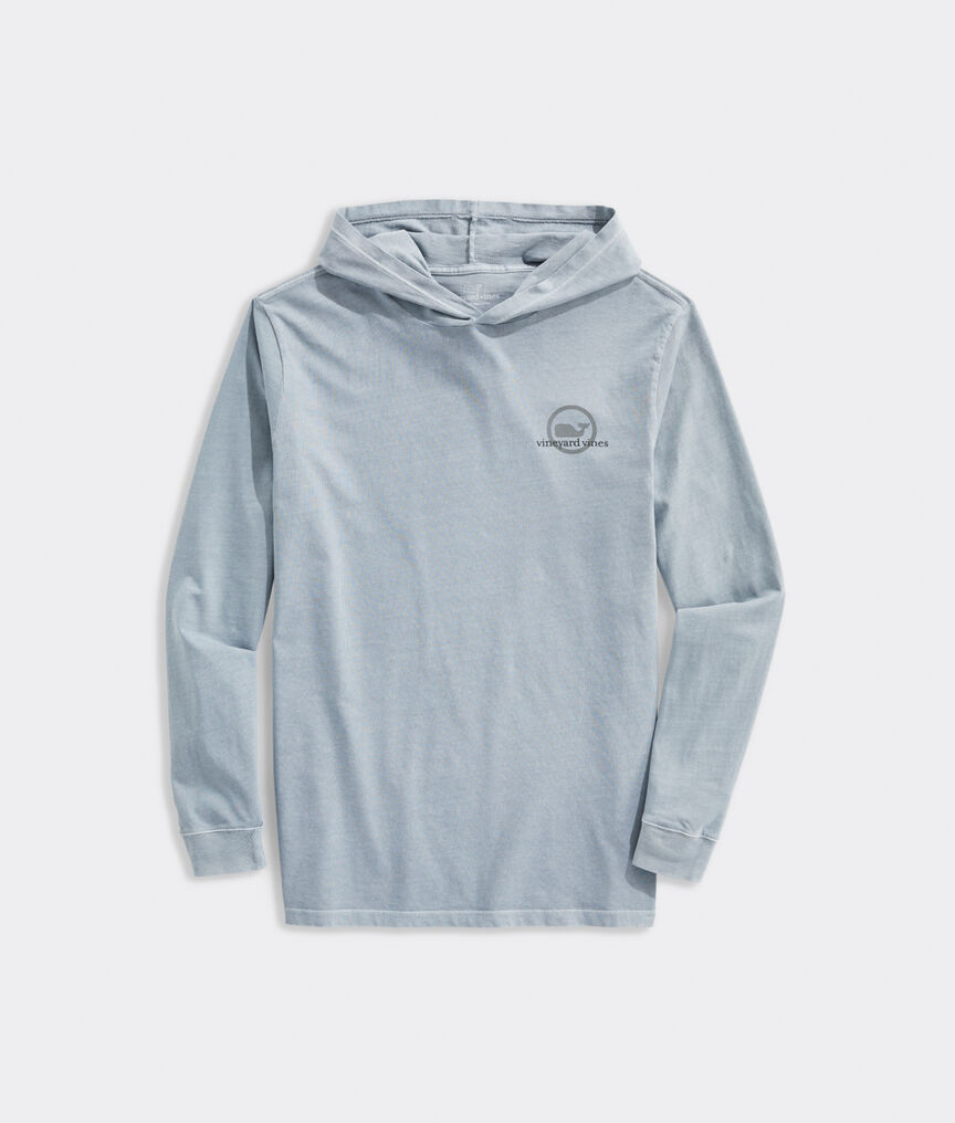 Garment-Dyed Whale Dot Long-Sleeve Hoodie Tee