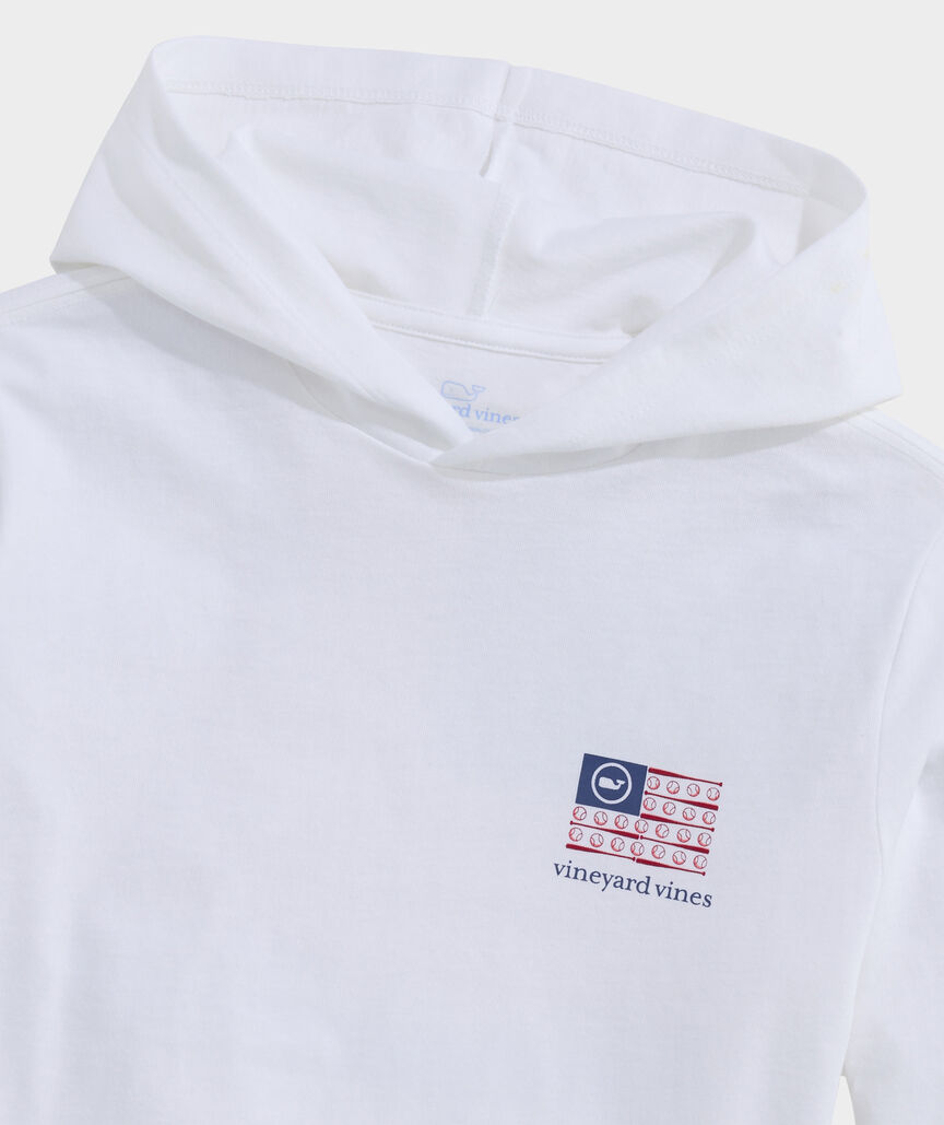 Boys' USA Baseball Flag Long-Sleeve Hoodie Tee