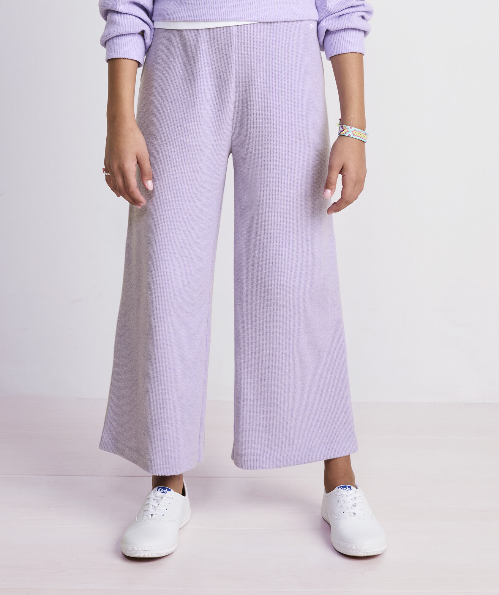 Girls' Waffle Wide-Leg Pants