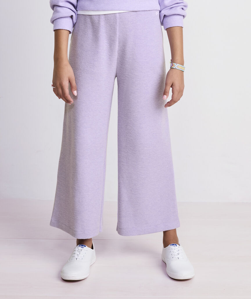 Girls' Waffle Wide-Leg Pants