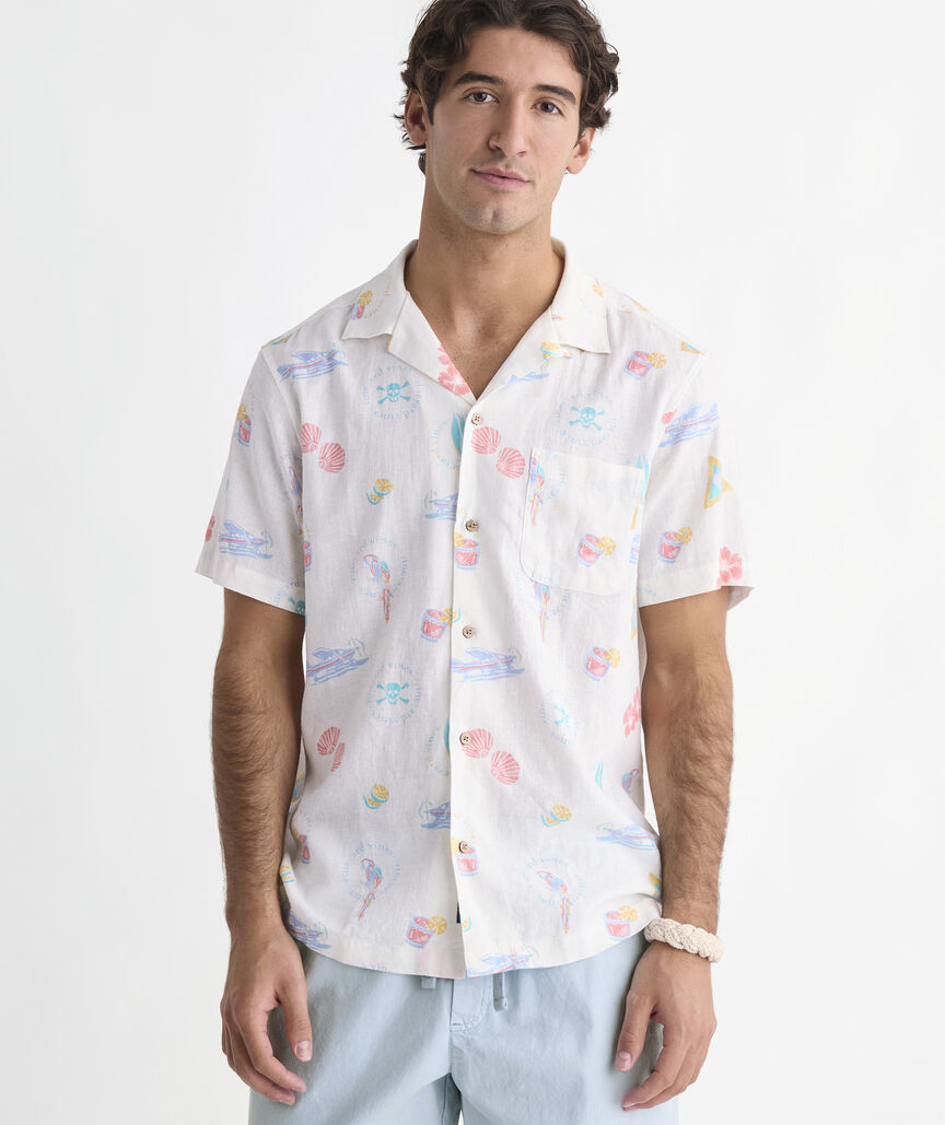 Sea The Keys Seabreeze Linen Rayon Short-Sleeve Cabana Shirt