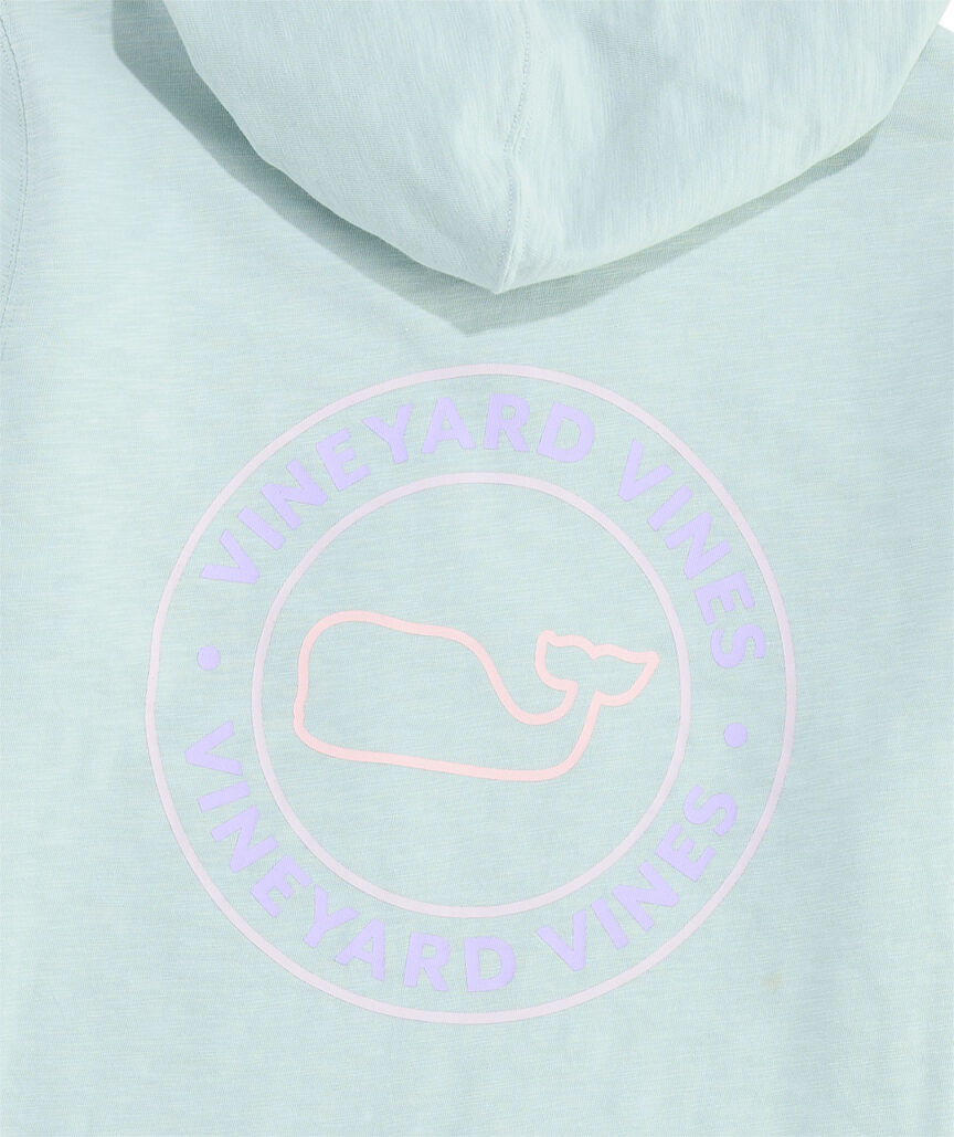 OUTLET Slub Whale Dot Curved Hem Long-Sleeve Hoodie Tee