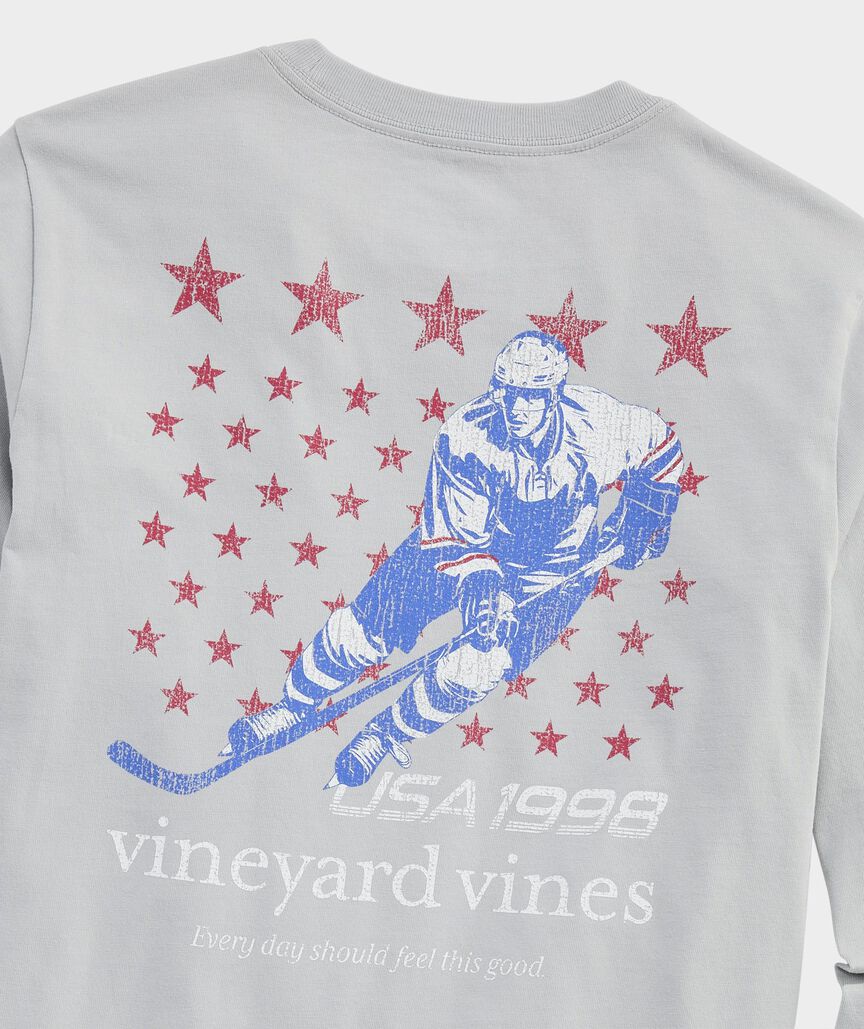Boys' Hockey Player Long-Sleeve Pocket Tee