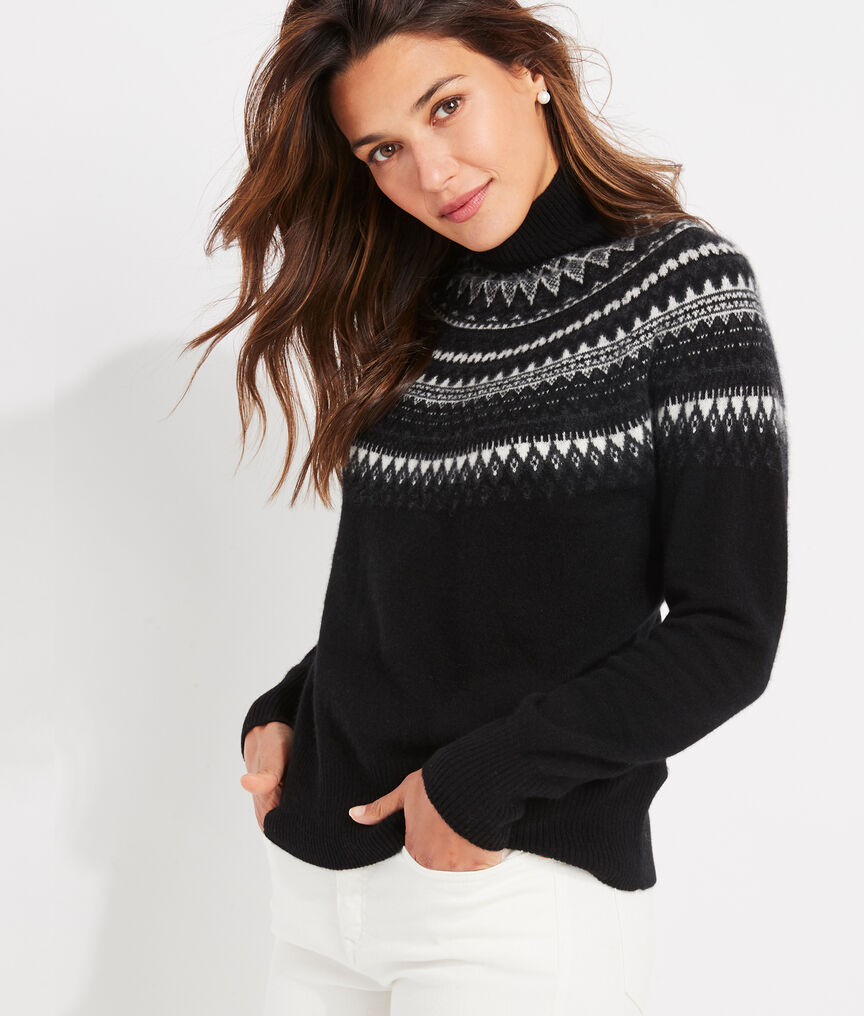 Nordic Fair Isle Cashmere Mockneck Sweater