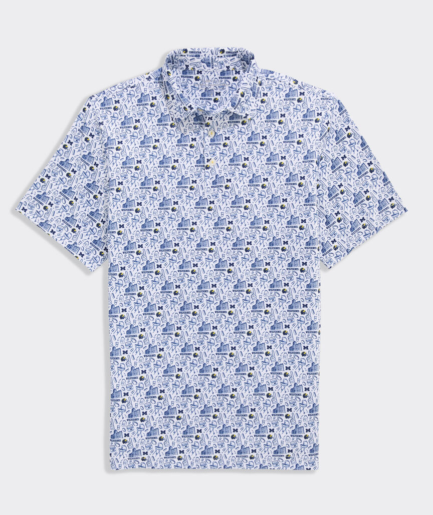 University of Michigan Men's Printed Sankaty Polo