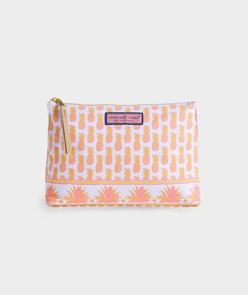 Block Print Pineapple Washed Canvas Zip Pouch