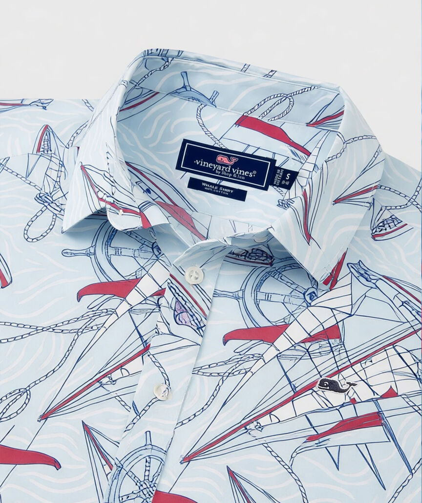 OUTLET Boys' Poplin Short-Sleeve Rope Sailing Shirt